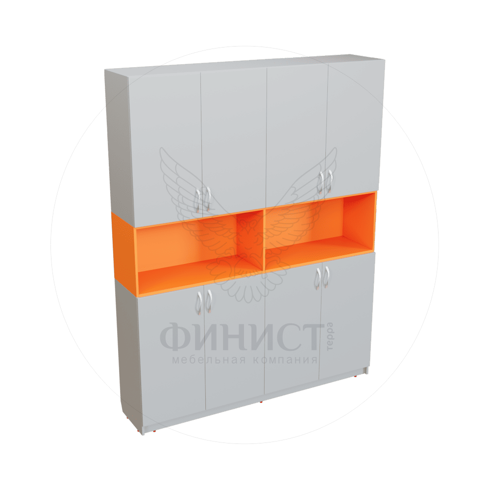 Стеллаж закрытый с яркими нишами 11016